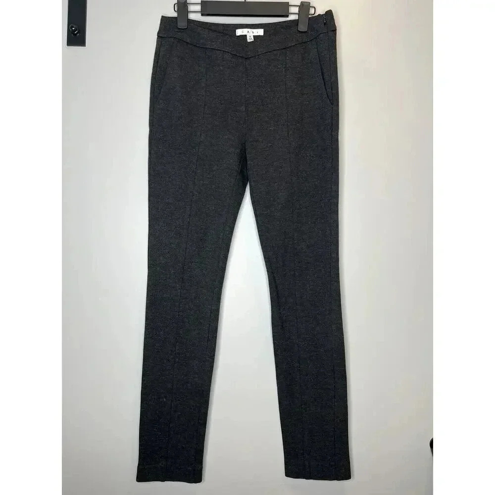 CAbi Side Zip Ponte Knit sz 4 Rayon Blend Gray Pockets Stretch Pants ankle